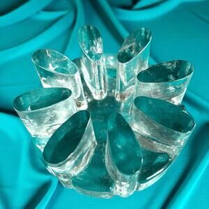 Tapio Wirkkala Mid Century Modern Clear Textured Glass Trivet Candleholder